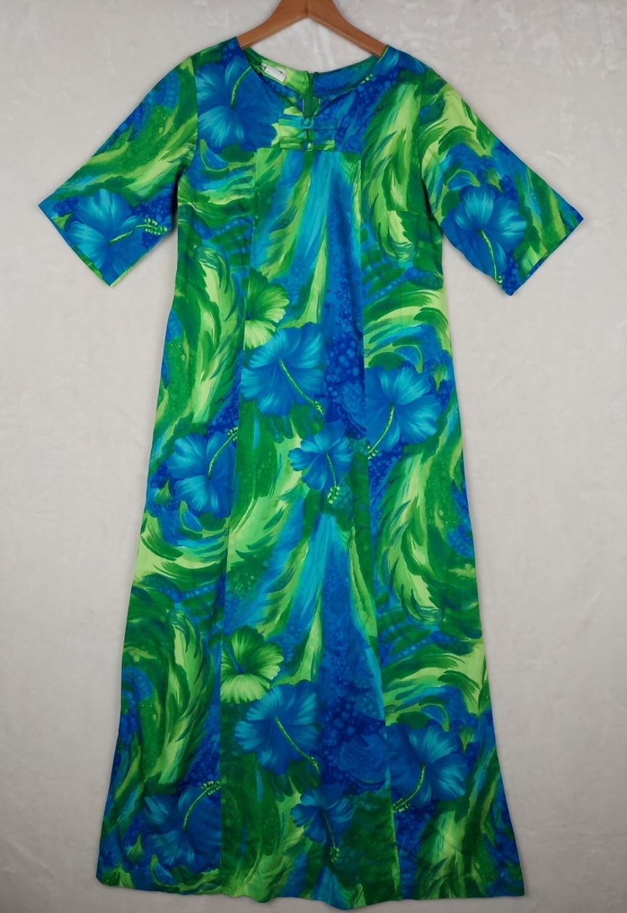 VTG 60/70s Made in Hawaii Maxi Dress M/L Festival Boho Hippie Psychedelic